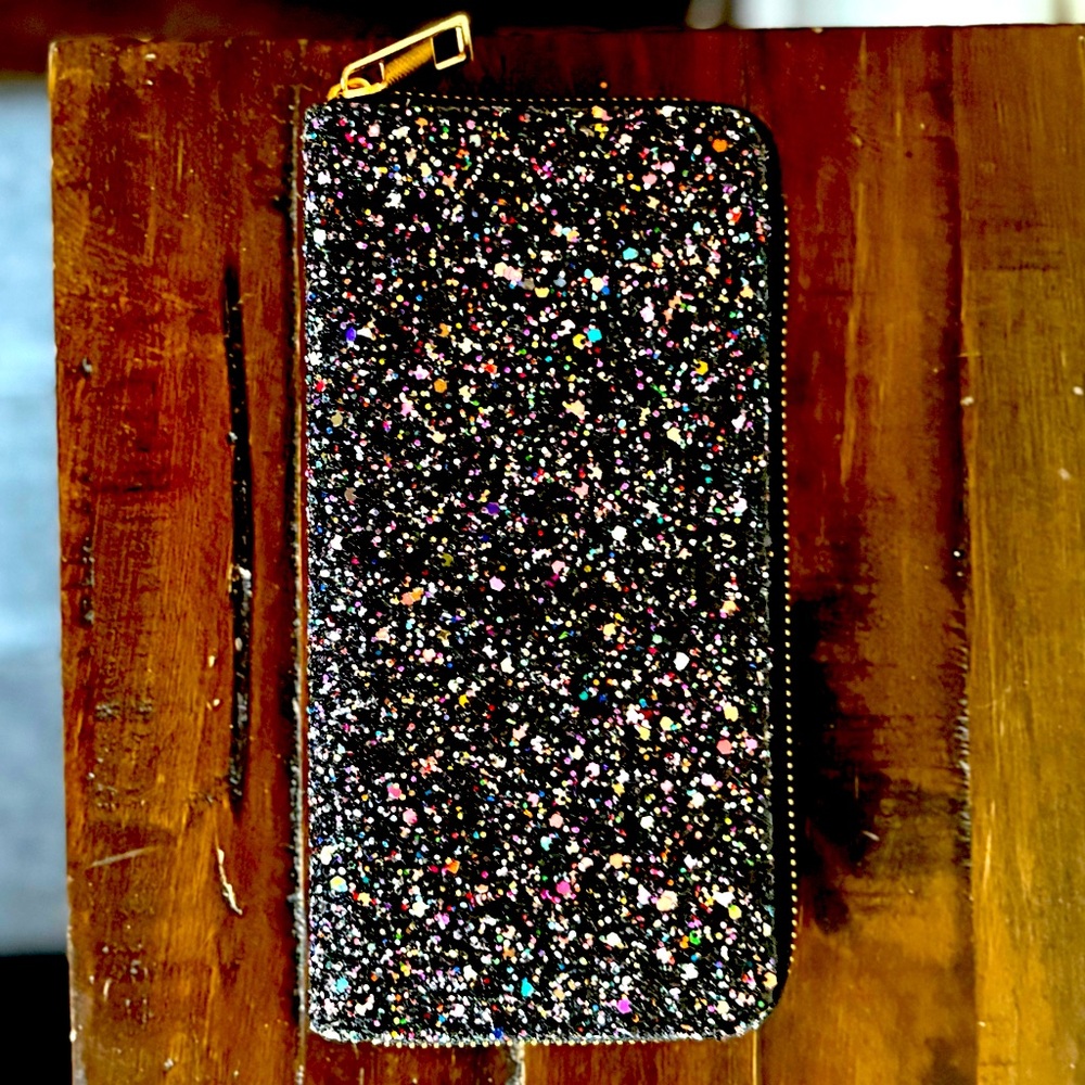 Black Rainbow Shimmer Sparkle Large Wallet